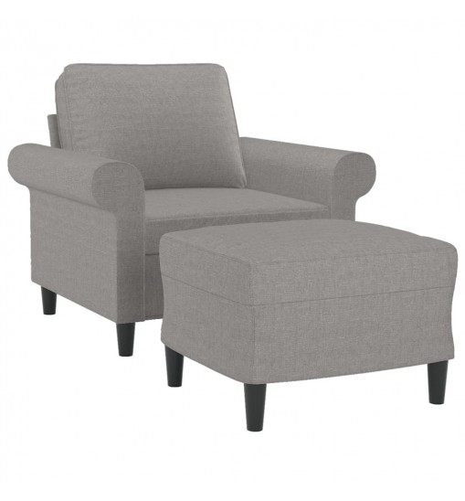 vidaXL Sofa Chair with Footstool Light Gray 23.6" Fabric