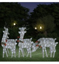 vidaXL Christmas Reindeers 6 pcs Silver Cold White Mesh