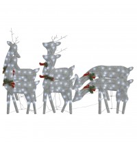 vidaXL Christmas Reindeers 6 pcs Silver Cold White Mesh