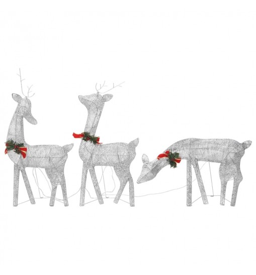 vidaXL Christmas Reindeers 6 pcs Silver Cold White Mesh