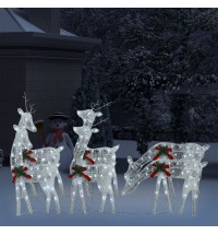 vidaXL Christmas Reindeers 6 pcs White Cold White Mesh