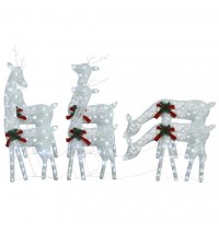 vidaXL Christmas Reindeers 6 pcs White Cold White Mesh