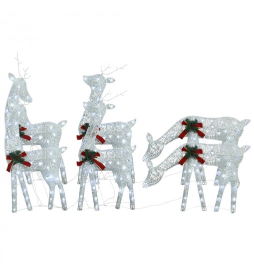 vidaXL Christmas Reindeers 6 pcs White Cold White Mesh