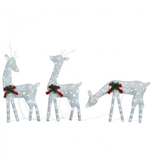 vidaXL Christmas Reindeers 6 pcs White Cold White Mesh