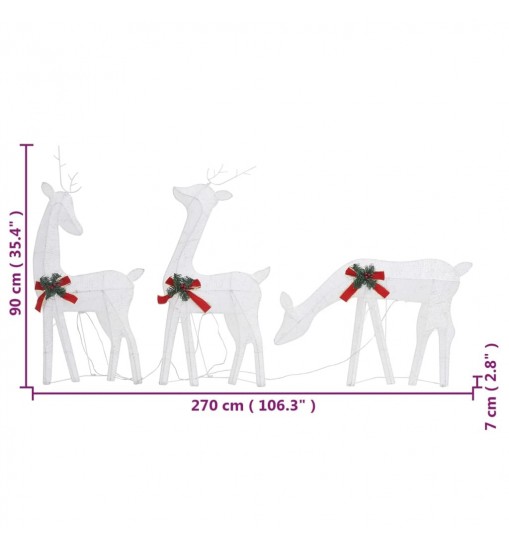 vidaXL Christmas Reindeers 6 pcs White Cold White Mesh