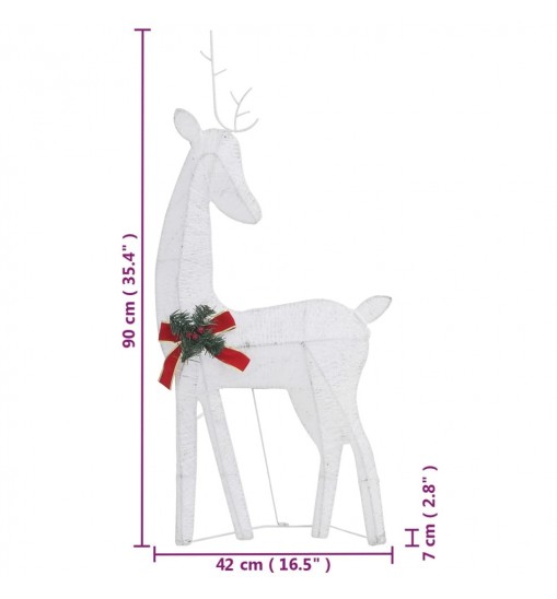 vidaXL Christmas Reindeers 6 pcs White Cold White Mesh