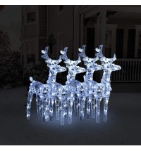 vidaXL Christmas Reindeers 4 pcs Cold White 160 LEDs Acrylic