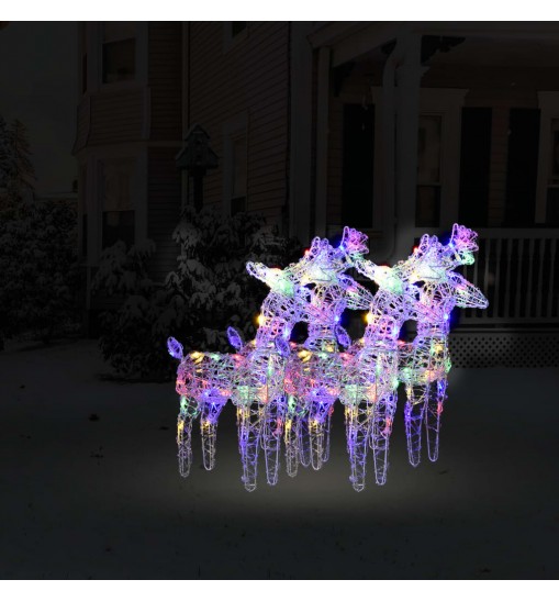 vidaXL Christmas Reindeers 4 pcs Multicolor 160 LEDs Acrylic