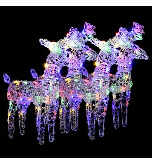 vidaXL Christmas Reindeers 4 pcs Multicolor 160 LEDs Acrylic