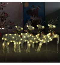 vidaXL Christmas Reindeers 4 pcs Gold 80 LEDs