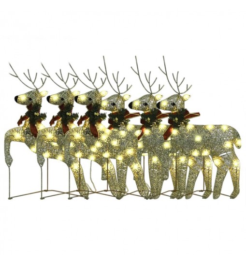 vidaXL Christmas Reindeers 6 pcs Gold 120 LEDs