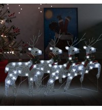 vidaXL Christmas Reindeers 4 pcs Silver 80 LEDs