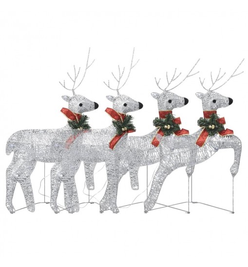 vidaXL Christmas Reindeers 4 pcs Silver 80 LEDs