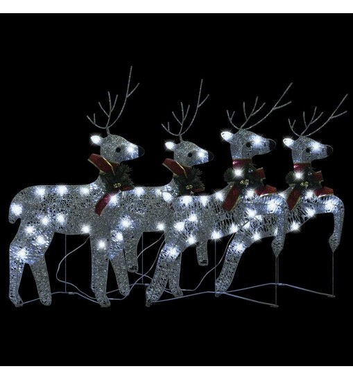 vidaXL Christmas Reindeers 4 pcs Silver 80 LEDs