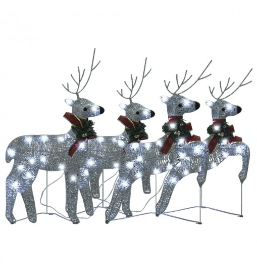 vidaXL Christmas Reindeers 4 pcs Silver 80 LEDs