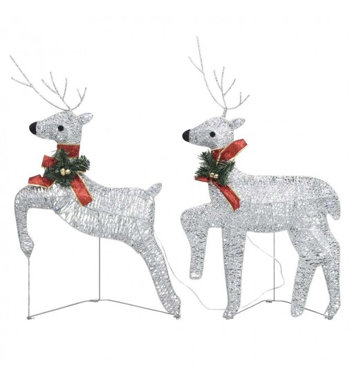 vidaXL Christmas Reindeers 4 pcs Silver 80 LEDs