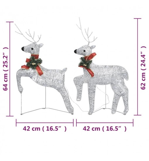 vidaXL Christmas Reindeers 4 pcs Silver 80 LEDs