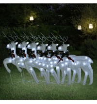 vidaXL Christmas Reindeers 6 pcs White 120 LEDs