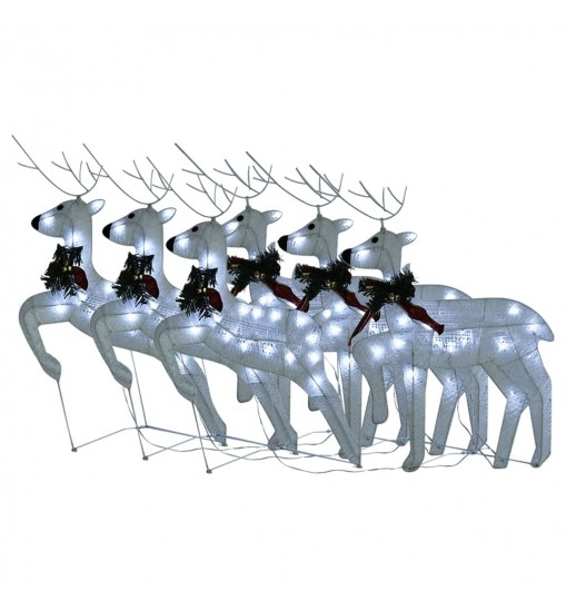 vidaXL Christmas Reindeers 6 pcs White 120 LEDs