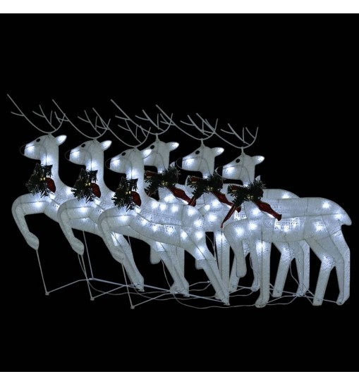 vidaXL Christmas Reindeers 6 pcs White 120 LEDs