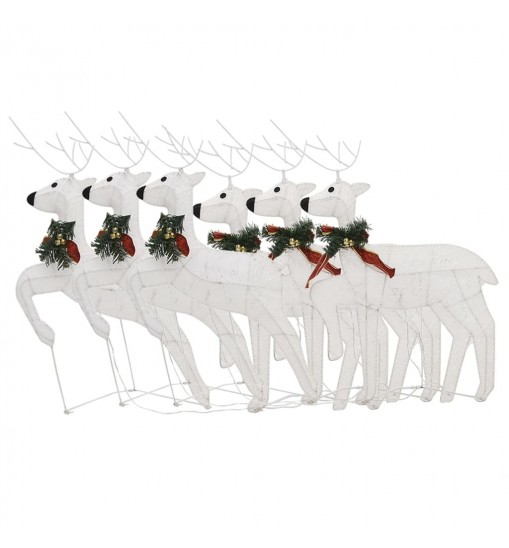 vidaXL Christmas Reindeers 6 pcs White 120 LEDs