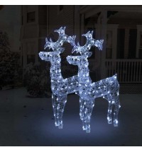 vidaXL Reindeer Christmas Decorations 2 pcs 23.6"x6.3"x39.4" Acrylic