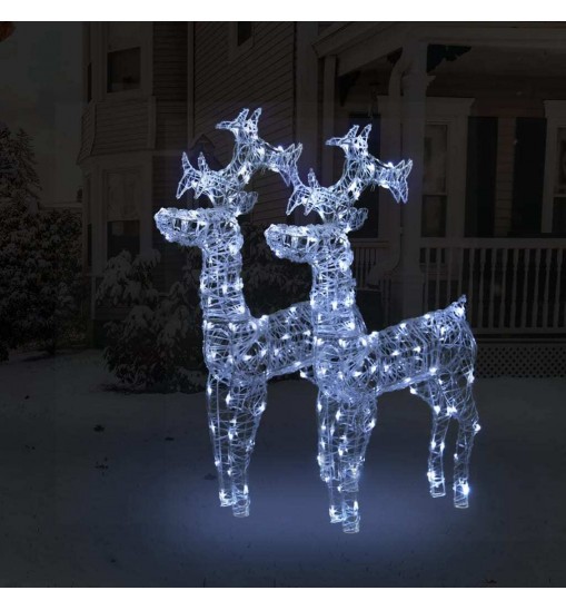 vidaXL Reindeer Christmas Decorations 2 pcs 23.6"x6.3"x39.4" Acrylic