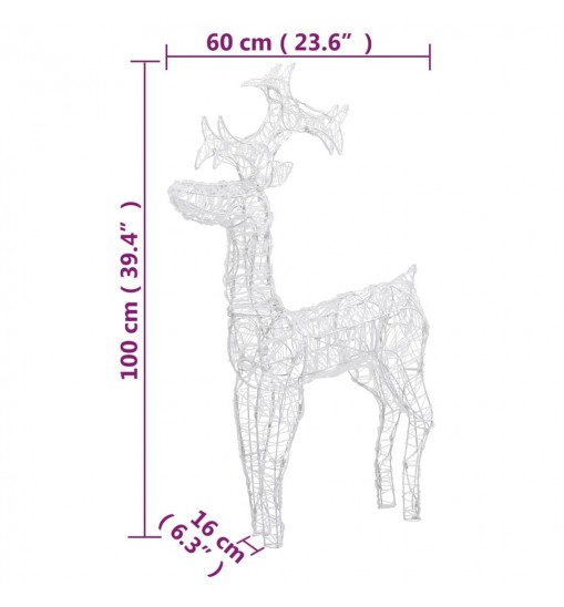 vidaXL Reindeer Christmas Decorations 2 pcs 23.6"x6.3"x39.4" Acrylic