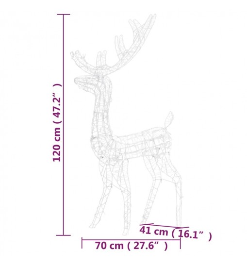 vidaXL Acrylic Reindeer Christmas Decorations 3 pcs 47.2" Warm White