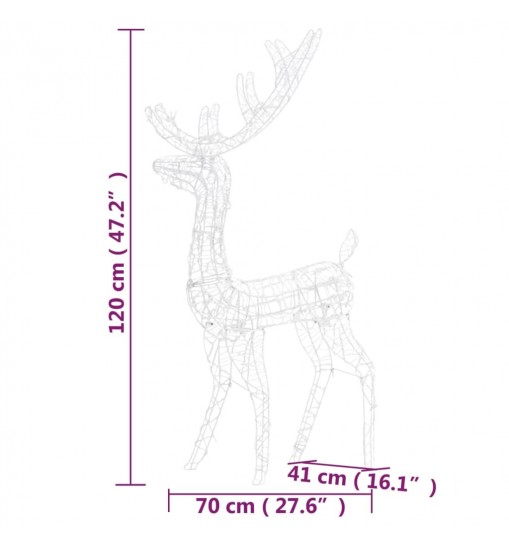 vidaXL Acrylic Reindeer Christmas Decorations 2 pcs 47.2" Cold White