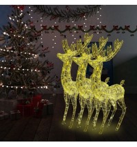 vidaXL XXL Acrylic Christmas Reindeers 250 LED 3 pcs 70.9" Warm White