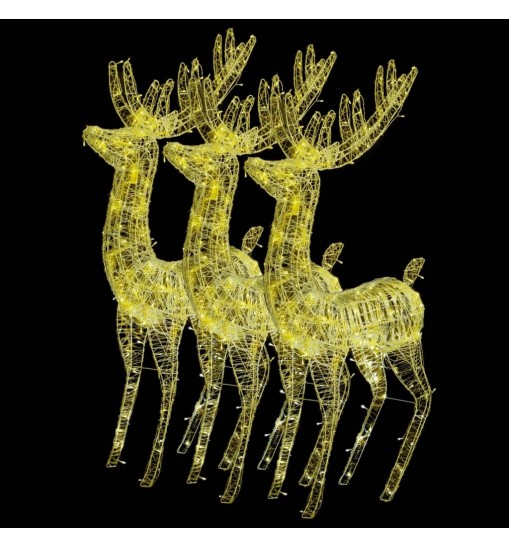 vidaXL XXL Acrylic Christmas Reindeers 250 LED 3 pcs 70.9" Warm White