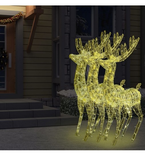 vidaXL XXL Acrylic Christmas Reindeers 250 LED 3 pcs 70.9" Warm White