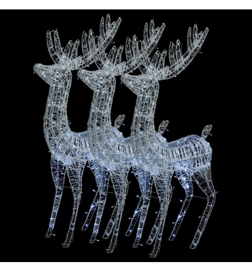 vidaXL XXL Acrylic Christmas Reindeers 250 LED 3 pcs 70.9" Cold white