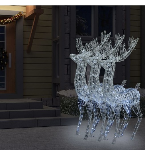 vidaXL XXL Acrylic Christmas Reindeers 250 LED 3 pcs 70.9" Cold white