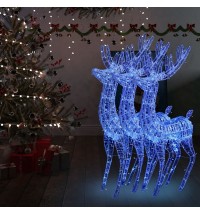 vidaXL XXL Acrylic Christmas Reindeers 250 LED 3 pcs 70.9" Blue