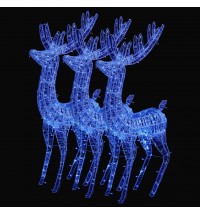 vidaXL XXL Acrylic Christmas Reindeers 250 LED 3 pcs 70.9" Blue