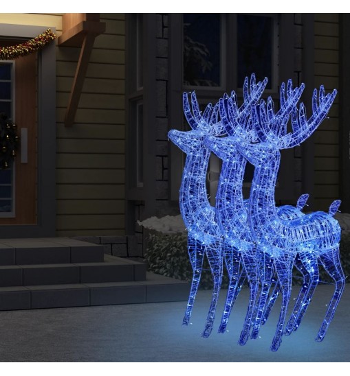 vidaXL XXL Acrylic Christmas Reindeers 250 LED 3 pcs 70.9" Blue