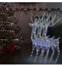 vidaXL XXL Acrylic Christmas Reindeers 250 LED 3 pcs 70.9" Multicolor