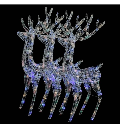 vidaXL XXL Acrylic Christmas Reindeers 250 LED 3 pcs 70.9" Multicolor