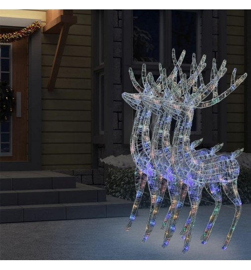 vidaXL XXL Acrylic Christmas Reindeers 250 LED 3 pcs 70.9" Multicolor