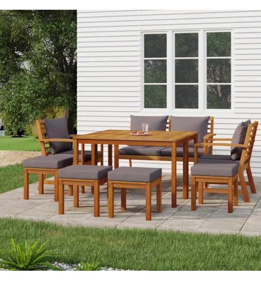 vidaXL 9 Piece Patio Dining Set with Cushions Solid Wood Acacia