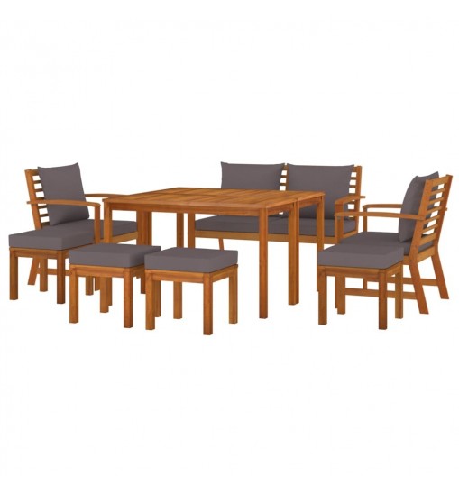 vidaXL 9 Piece Patio Dining Set with Cushions Solid Wood Acacia