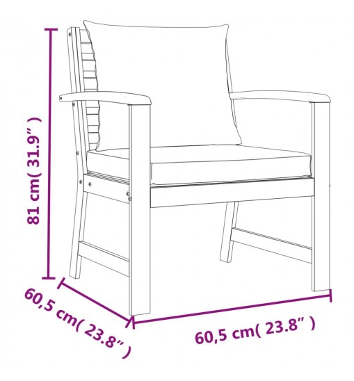 vidaXL 9 Piece Patio Dining Set with Cushions Solid Wood Acacia