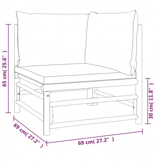 vidaXL 5 Piece Patio Lounge Set with Green Cushions Bamboo