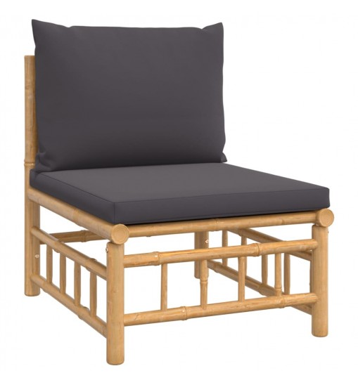 vidaXL 9 Piece Patio Lounge Set with Dark Gray Cushions Bamboo