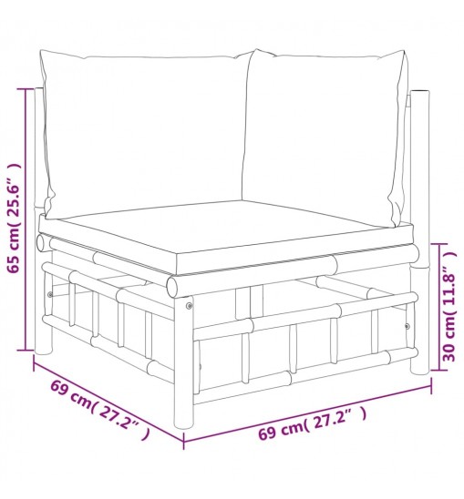 vidaXL 9 Piece Patio Lounge Set with Dark Gray Cushions Bamboo