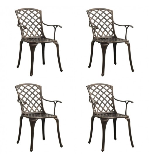 vidaXL Patio Chairs 4 pcs Cast Aluminum Bronze