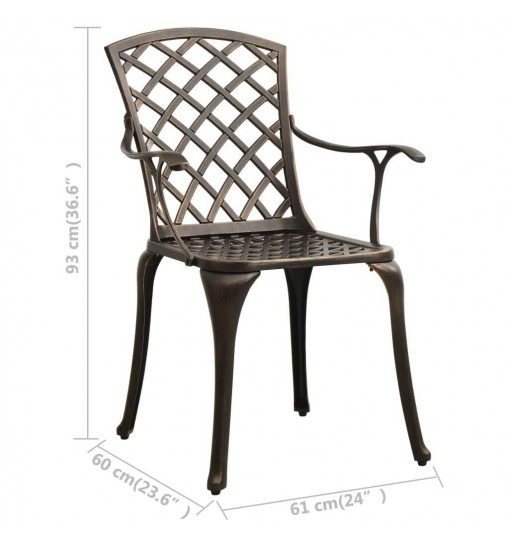 vidaXL Patio Chairs 4 pcs Cast Aluminum Bronze