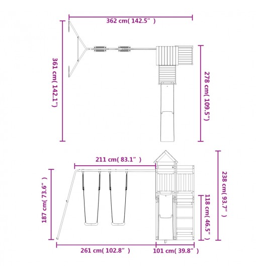 vidaXL Outdoor Playset Solid Wood Douglas